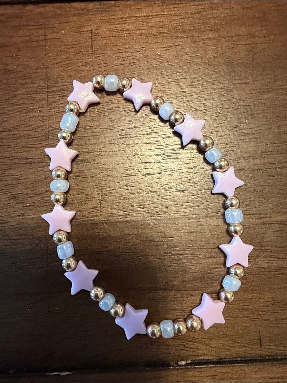 Park and Beach Purple Star Beaded Stretch Bracelet Size Medium